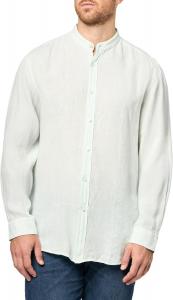 BOSS мужская льняная рубашка с воротником-стойкой на пуговицах, Open Air Blue