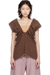 Baserange Блузка из жатого льна коричневого цвета