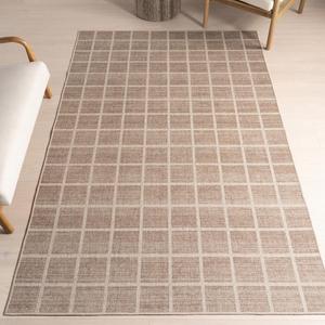 nuLOOM Daena Checkered ковер 153 x 244 см для гостиной, спальни, столовой и кухни из машинной стираемой шерсти, коричневый/бежевый