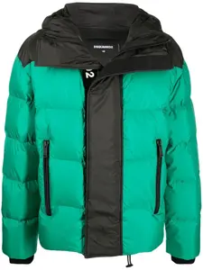 Пуховик с карманами на молнии и капюшоном DSQUARED2, зеленый