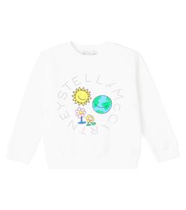 Хлопковый джерси свитшот с принтом логотипа Stella McCartney Kids, слоновая кость