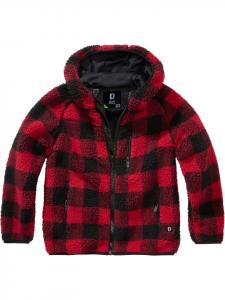 Детская флисовая куртка/флисовый свитер "Kids Teddy Fleece Jacket Hooded" красного цвета Brandit