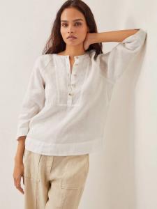 Льняная блузка цвета роза Monsoon, White