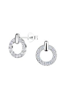 Alexander York Серьги-гвоздики CIRCLE ZIRKONIA из серебра 925 пробы, комплект из 2 штук