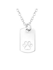 Alexander York Колье с подвеской, дизайн в виде отпечатка лапы, 2 части, серебро