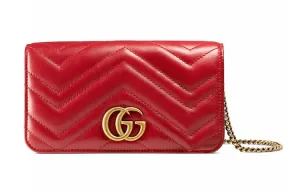 GUCCI GG Marmont кожаная сумка через плечо, мини кроссбоди женская красная