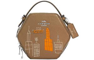 COACH Женская шестиугольная сумка через плечо из ПВХ цвета хаки