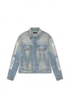 Куртка с эффектом потертости и декором AMIRI, синий