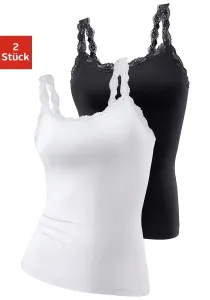 Майка LASCANA (2 шт. в упаковке, 2 шт.), из эластичного хлопка с нежным кружевом, верх на бретелях-спагетти, белый