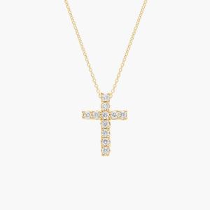 Подвеска-крест Tessere из 14-каратного желтого золота (1 карат, двойной). Blue Nile