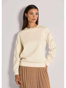 MADELEINE Топ с длинными рукавами и сетчатыми вставками жемчужно-белого цвета