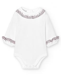 В упаковке 2 детских боди с батистовым воротником и манжетами Babidú, бордовый