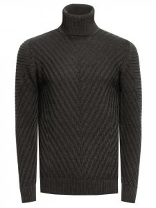 Rusty Neal Тонкий вязаный свитер с V-образным вырезом и высоким воротником, цвет хаки