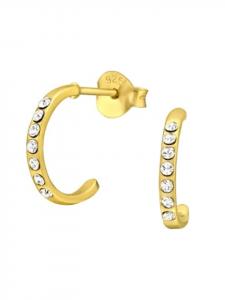 Alexander York Полуоткрытые серьги-кольца из золота с белым кристаллом, изготовленные из серебра 925 пробы, комплект из двух частей в золотой оправе