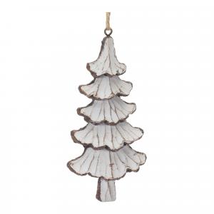 Елочная игрушка Melrose International Резная елка, 12 штук, кремовый / коричневый