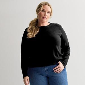 Свитер Plus size легкий с круглым вырезом Sonoma Goods For Life, Pitch Black