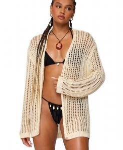 Женский вязаный кардиган Darcee оверсайз Edikted, Cream