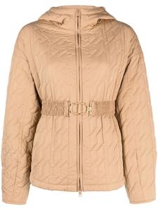 Стеганый пуховик с логотипом TWINSET, бежевый