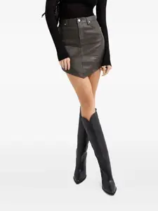 Асимметричная кожаная мини-юбка Alexandre Vauthier, коричневый