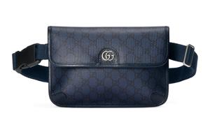 Сумка через плечо Ophidia из холста с кожаными деталями, поясная сумка, мужская, синяя и черная GUCCI