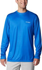 Columbia мужская футболка с длинным рукавом Terminal Tackle PFG Fish Star, Vivid Blue/Coll Navy Marlin Gradient