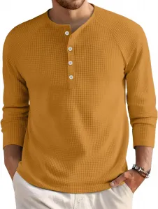 Мужская футболка с длинным рукавом Henley, Solid Color, M-3XL RTRDE