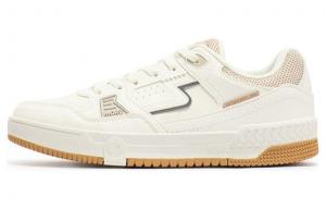 Скользоустойчивые амортизирующие низкие скейтбордские кроссовки мужские бело-коричневые 361°