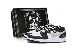 Jordan Износостойкие, нескользящие, винтажные баскетбольные кроссовки Air 1 с низким верхом, мужские, черно-серые