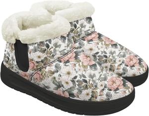 Зимние женские ботинки Снежные ботинки с меховой подкладкой Теплые туристические ботинки Женские противоскользящие легкие уличные ботильоны Chririnla, Aesthetic Camellias