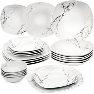 Набор посуды Bilgola с мраморным дизайном - 24 предмета из фарфора Sänger, белый