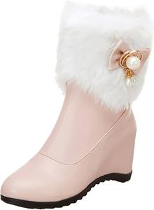 Зимние сапоги для женщин с мехом до середины голени, теплые водонепроницаемые ботинки на молнии, удобные ботильоны, зимняя обувь для женщин Generic, #B08-Pink
