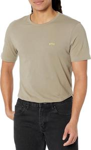 Мужская хлопковая футболка с короткими рукавами и контрастным изогнутым логотипом BOSS, Cloud Green