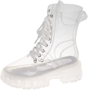 Прозрачные женские сапоги Kluolandi, шнурованные ботильоны на платформе, боевые ботинки, водонепроницаемые, прозрачные ботильоны, Transparent