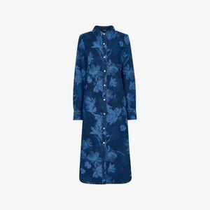 Платье-рубашка джинсовое Whistles с принтом, синий