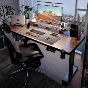 Стол компьютерный 120х60 см, электрическая регулировка высоты, массив дерева, цвет Walnut, 18 мм