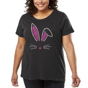 Футболка с принтом для женщин plus size - bunny ears La Pop Art, Grey