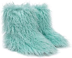 Женские зимние ботинки YESBOR с искусственным мехом, пушистые и мягкие, для улицы, на плоской подошве, Mint