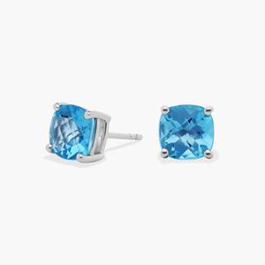 Серьги-подушки Swiss Blue Topaz из стерлингового серебра (8 мм) Blue Nile