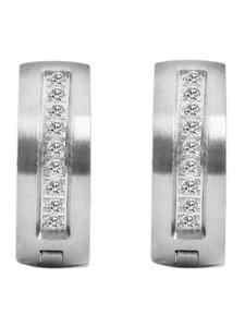 Adeliás Женские серьги - серьги-кольца на шарнирах из нержавеющей стали со стразами серебристого цвета