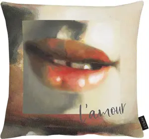 АПЭЛТ декоративная подушка "Поцелуй", чехол на подушку без наполнения, 1 шт APELT 46х46 см, цвет bunt + bedruckt