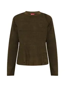 Джемпер с потертостями и круглым вырезом K-Daianas Diesel, зеленый