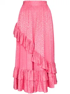 Юбка миди с оборками и принтом Batsheva, розовый