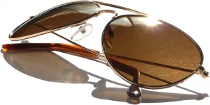 Солнцезащитные очки-авиаторы в классическом стиле «Пилот из фильма «Топ Ган»» с золотистой металлической оправой и коричневыми линзами MODA, Gold