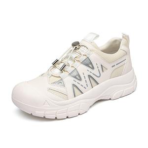 Женские повседневные туфли QIAONAI с амортизацией и устойчивостью к истиранию, бежево-абрикосовые