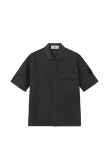 Рубашка с короткими рукавами и нашивкой-компасом Stone Island, серый