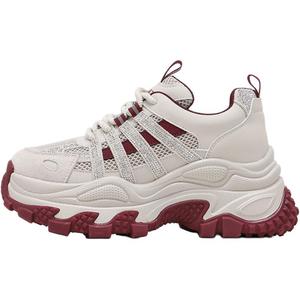 Дышащие массивные кроссовки Low Top женские ST&SAT, бежевый/красный