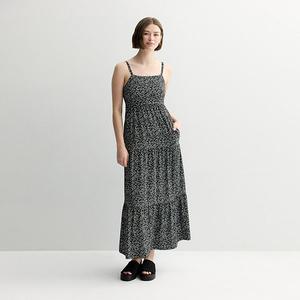 Макси-платье с ярусами для девушек So, Black Cream Floral