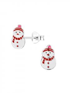 Alexander York Детские серьги-гвоздики в виде снеговика из красного серебра 925 пробы, комплект из 2 штук
