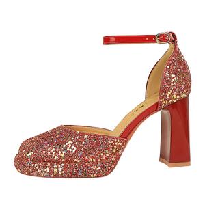 QITUMAUL Женские туфли на платформе с массивным каблуком красные [высота каблука 9 см], цвет Red[Heel Height 9cm]
