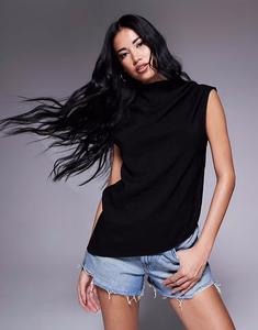Асимметричный топ без рукавов ASOS DESIGN с драпировкой черного цвета